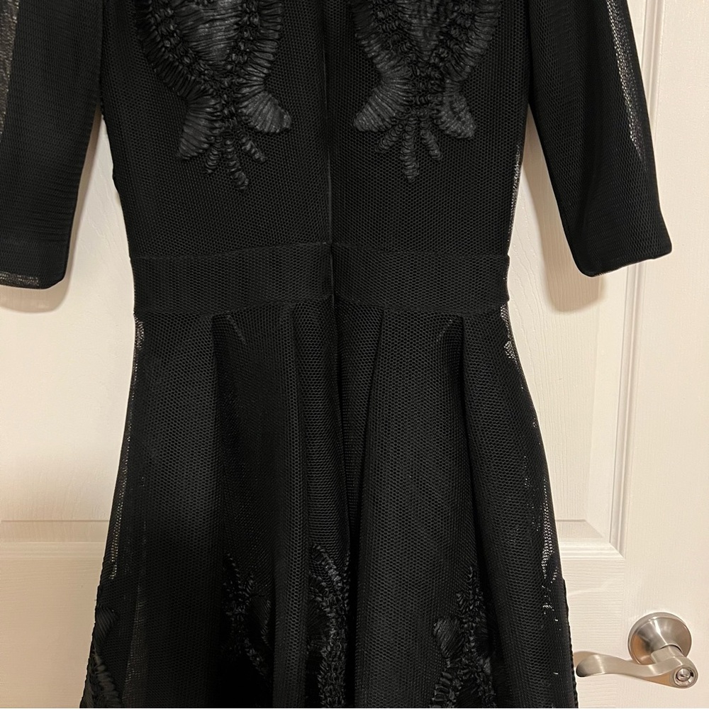 Maje Black Embroidered Cocktail Dress (With Added Sleeves & Slip) Size 3 US 8-10 - Picture 6 of 11